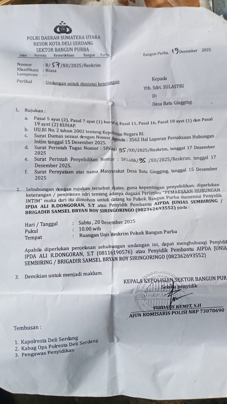 Warga Desa Batu Gingging Minta Polisi Segera Proses Pengaduan Warga Terkait Tindakan Asusila dan Anggaran Dana Desa