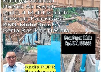 Klarifikasi Kadis PUPR Bengkayang Dinilai Omong Kosong Skandal Proyek Air Bersih Rp10,4 Miliar di Lembah Bawang Terindikasi KKN, Mutu Buruk, dan Rugikan Negara