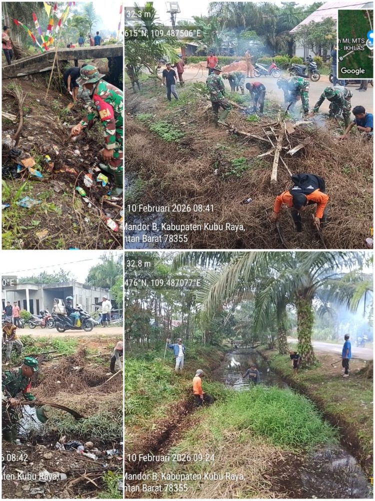 Koramil 1207-06 Sungai Ambawang Laksanakan Karya Bhakti: Meningkatkan Kemanunggalan dan Kepedulian terhadap Kebersihan Sampah di Masyarakat