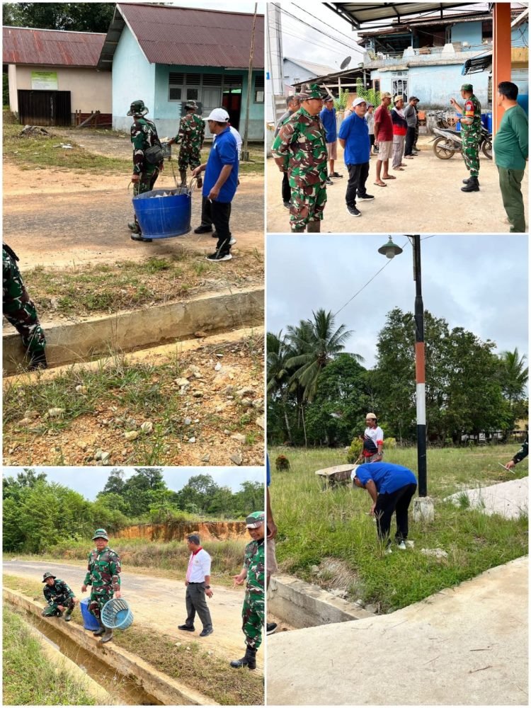Koramil Semitau Laksanakan Jumat Bersih, Wujudkan Lingkungan Bersih dan Sehat