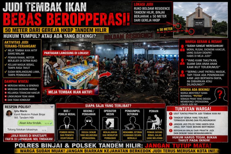 Judi Tembak Ikan Bebas Beroperasi di Dekat Gereja: Moral Dirusak, Hukum Seolah Tak Punya Nyali